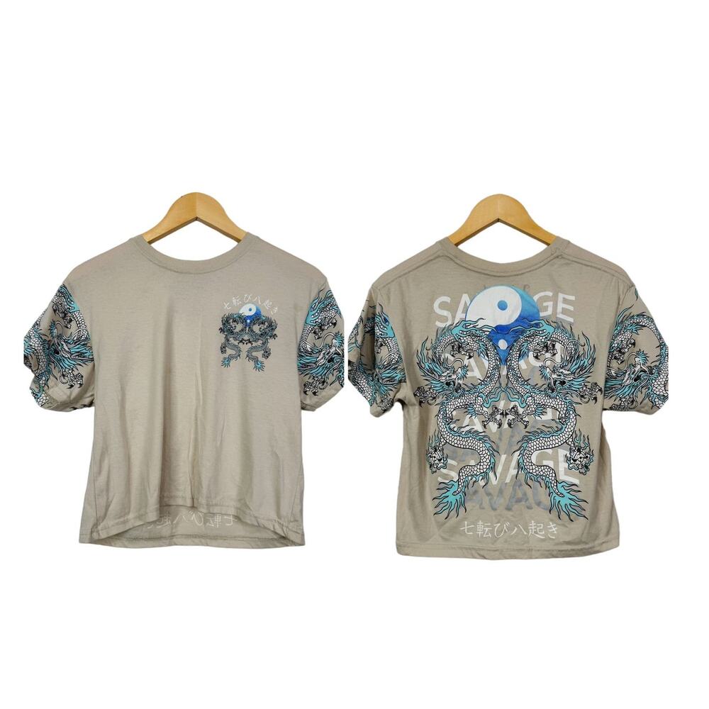 Weekend Warriors Chinese‎ Dragons Crop Tee Size S